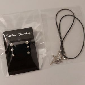 💜3 for 20$: Earrings and Cross Necklace